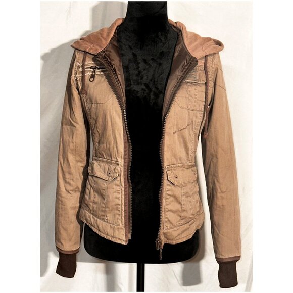 Billabong Jacket, Brown, Zipper, Distressed, Hood, Size Small - Picture 3 of 15